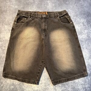 Y2K Evolution In Design Mens Size 44 Black Acid Wash Denim Baggy Skater Shorts